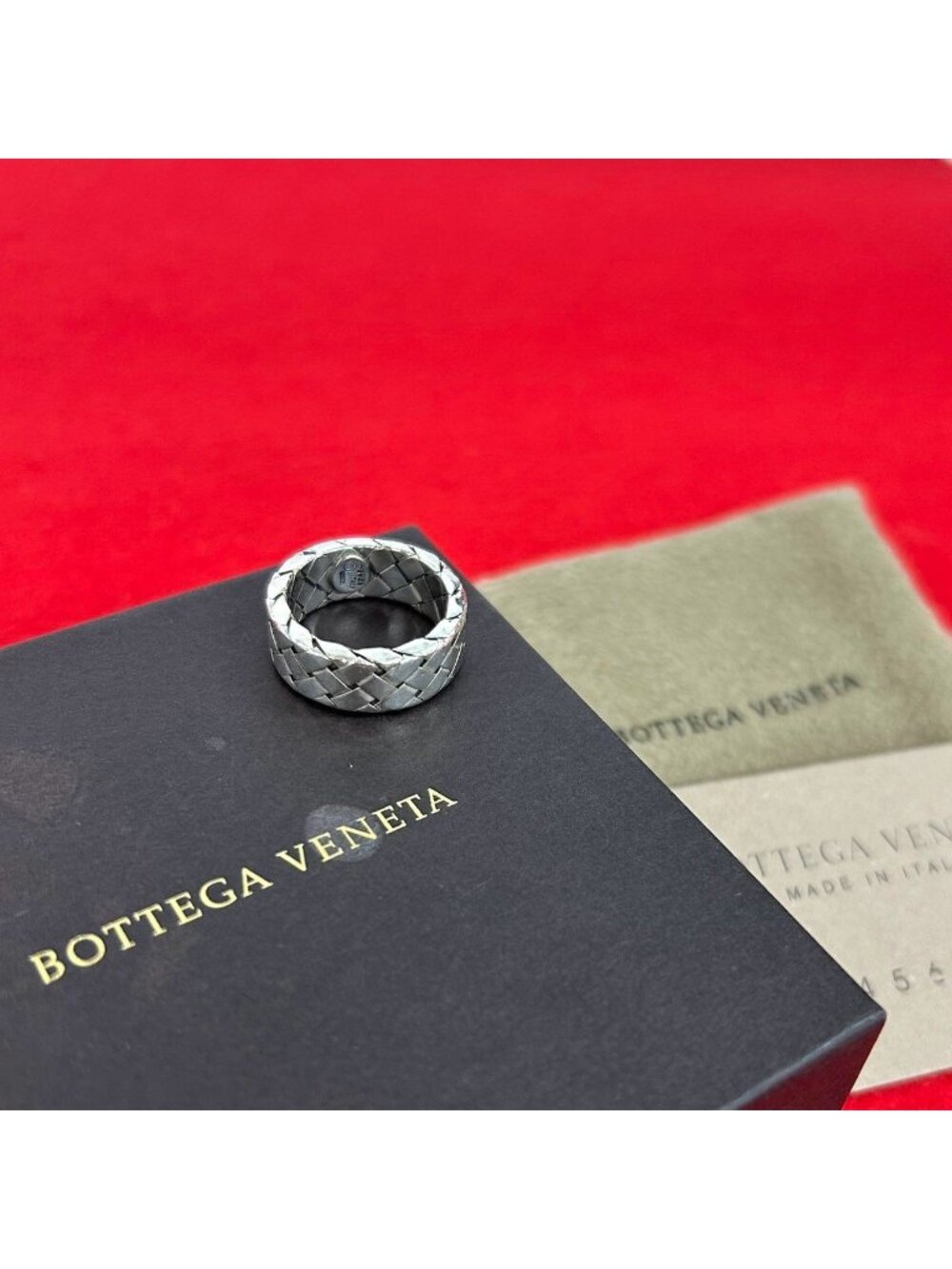 Bottega Veneta Box Intrecciato 925 Sterling Silver Ring No 9 Accessory